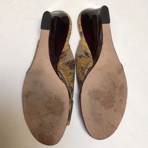 Vaneli Faux Gold Crocodile Reptile Snakeskin Patent Wedge High Heel Sandal 8.5 N - Picture 6 of 14